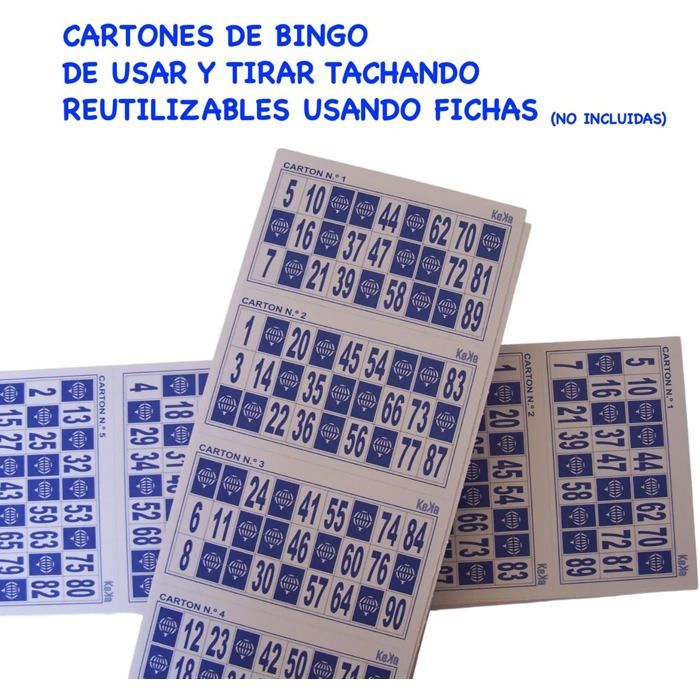 KEKA 1 800 Cartons De Bingo 90 Boules – 3 Séries De 600 Tricolores (Bleu, Vert, Rouge) – Réutilisables – Idéal Associations