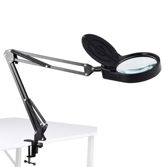Lampe loupe de bureau professionnelle pliable 8X, lampe de lecture