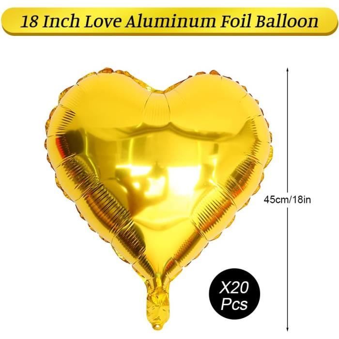Ballon Coeur Or 20 Pcs, Baudruche En Forme De Coeur, Ballons De