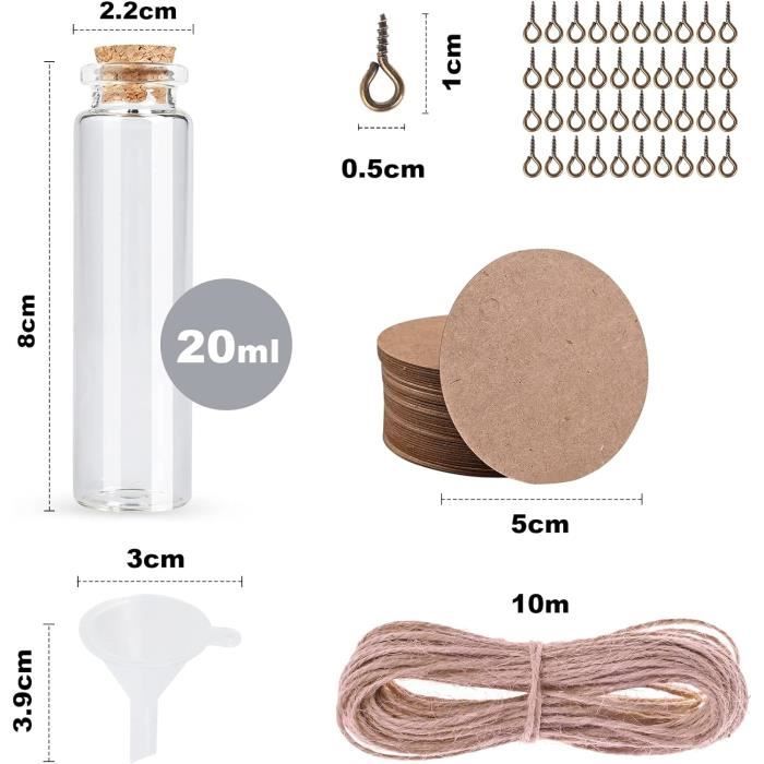 Lot de 20 Flacon transparent 5 ml fiole en verre mini bouteilles d'échantillo Lot de 20 Flacon transparent 5 ml fiole en verre mini bouteilles d'échantillo