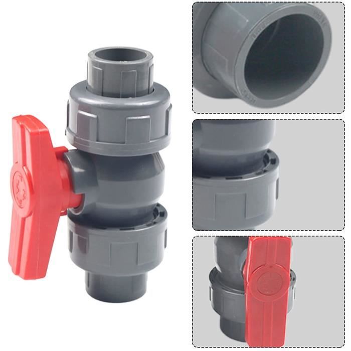 Robicule à Bille PVC Avec Raccords - Vanne D'arrêt Filetage Intérieur 1 1/4 (32mm) - Pour Piscine, Jardin, Récupérateur D'eau