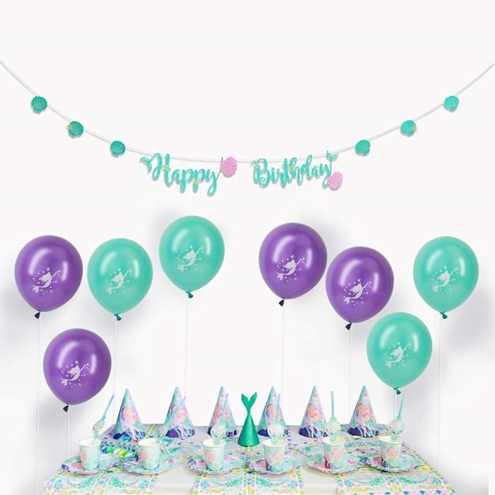 Décoration De Pluie Sirène Happy Birthday Bannière Décoration D