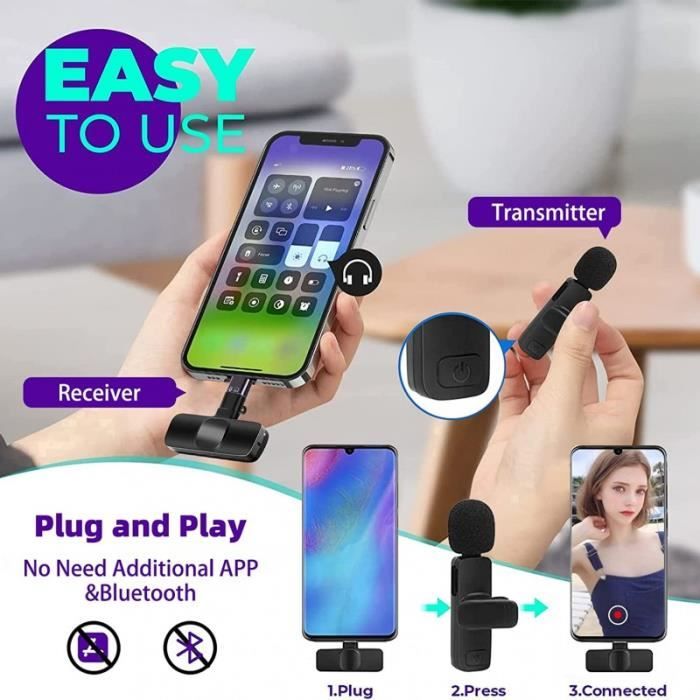 Micro Cravate sans Fil Branchez Jouez pour iPhone iPad iOS Android  Microphone Youtube TIK Tok Video et La Diffusion en Direct - Cdiscount TV  Son Photo
