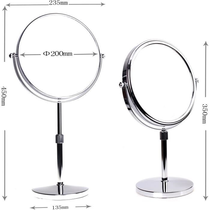 Miroir De Maquillage LED Sur Pied 18cm - Grossissement 5x/7x, Pivotant 360°, Piles AAA, Pour Rasage & Soins