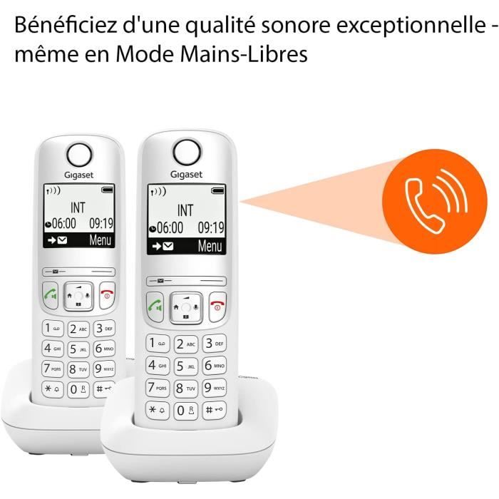 Téléphone fixe sans fil Gigaset A695 Duo - Blanc - Répertoire 100 contacts  - Blocage d'appels - Mains-libres HD