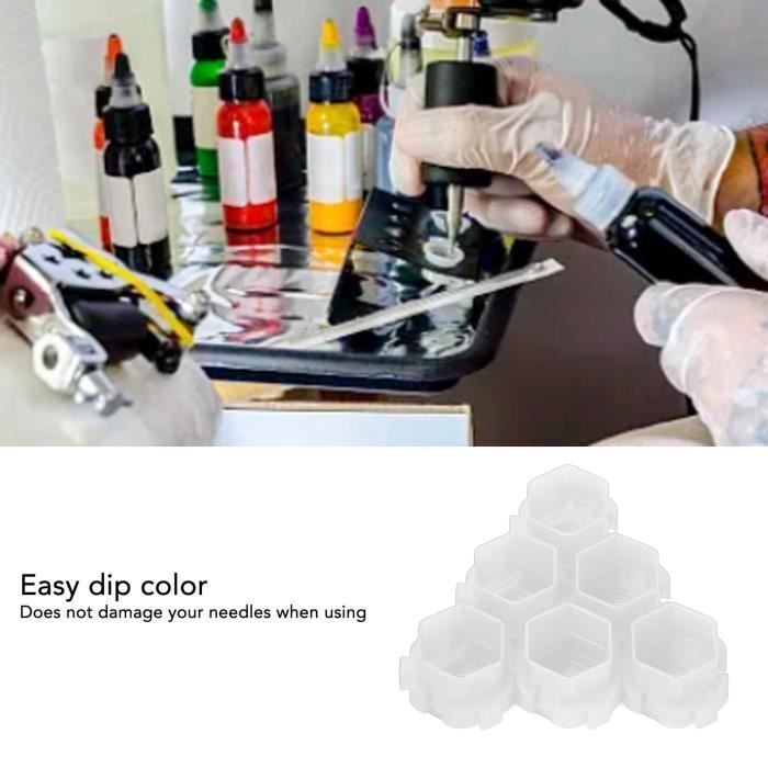 Kit 200 Gobelets Encre Silicone Semi-Résistants - Godets Pigments Forme U Tatouage Maquillage