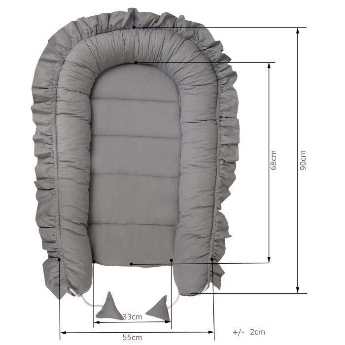 Nid Bébé Pimko Double Face Minky - 55x90cm - Cocon Douillet 0-8 Mois - Lavable Main
