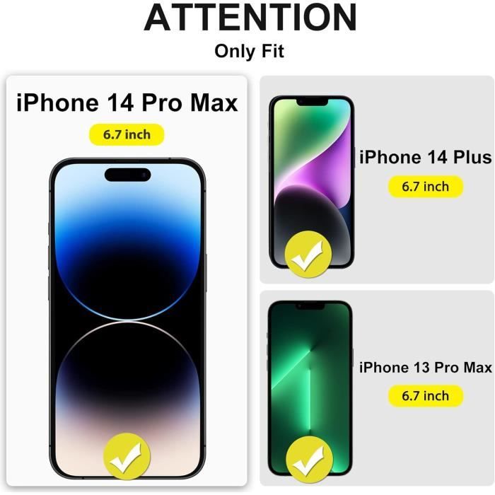 Verre Trempé Pour iPhone 14 Pro Max - 14 Plus et iPhone 13 Pro Max 6.7  Pouces (PAS 6.1 Pouces), 2 Pièces Protection[S197] - Cdiscount Téléphonie