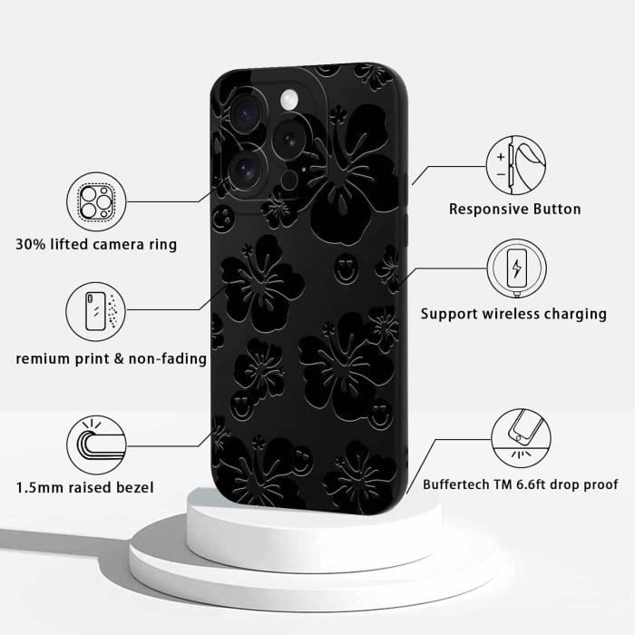 Coque et étui téléphone mobile Little Boutik Coque Pour iPhone 14 Pro Silicone Noir + 2 Verres Trempes
