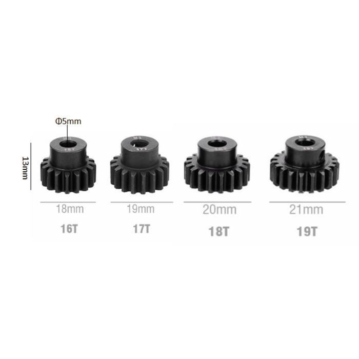 Lot De 5 Pignons Moteur 32DP 16T à 20T Pour Voiture RC 1/10 – Aluminium 7075, Trou 3,175 Mm