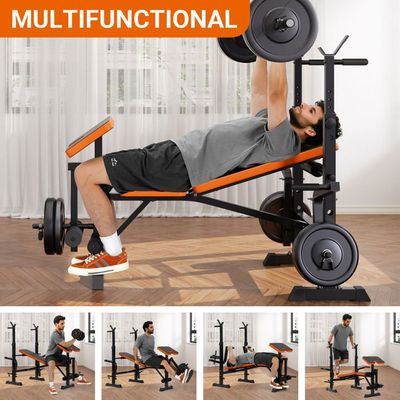 SportPlus | Newest edition | Banc de musculation multifonction 4 en 1 avec support pour haltères, curler les jambes, papillon et pupitre à curl