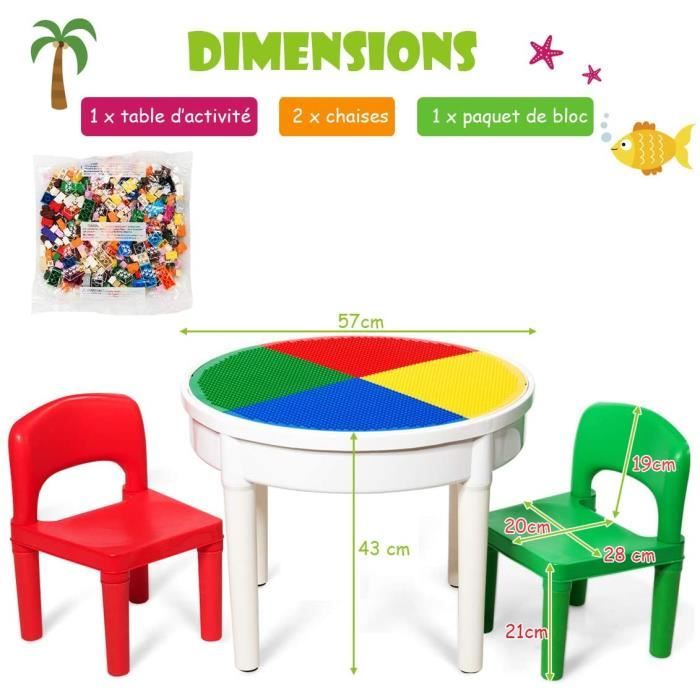 Table Et Chaises Enfants UISEBRT Avec Blocs Construction - Multifonction - 163 Pièces - Jeu