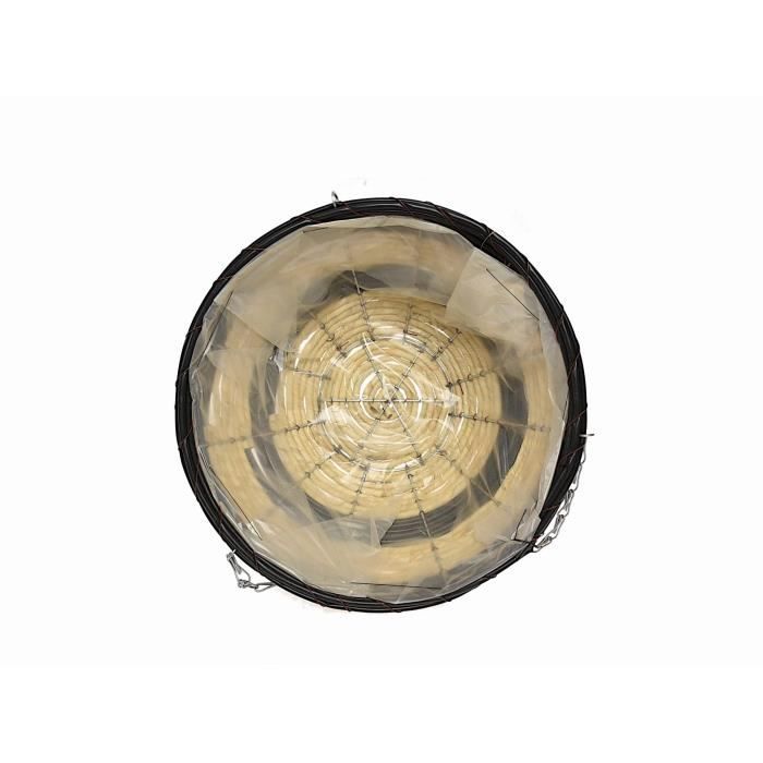 Panier Suspendu Technoratan Gris - 32x32x14 Cm, Chaîne Incluse - Pour Plantes Retombantes, Décoration Intérieur/extérieur