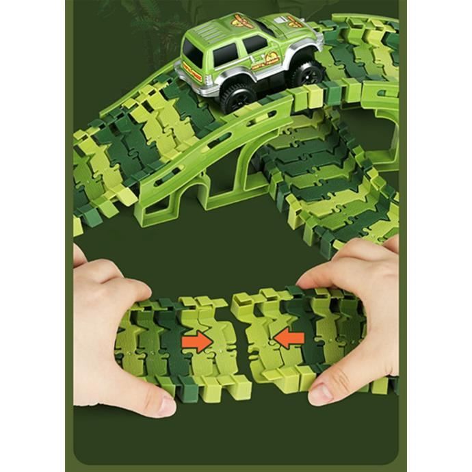 Circuit Voiture Dinosaure 216 Pièces – Jeu Montessori Avec 8 Figurines, Voiture électrique – Cadeau Enfant 3-7 Ans
