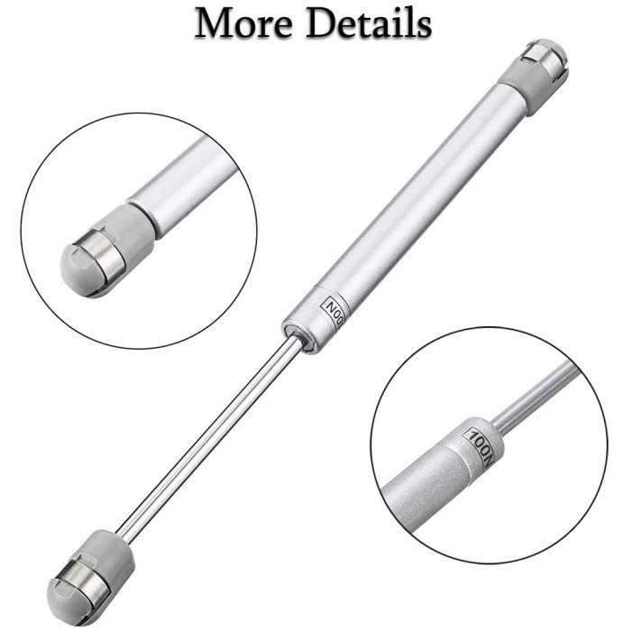 2 Vérins à Gaz Hydrauliques 100 N / 10 Kg | Amortisseurs Pour Porte D'armoire, Meuble - Course 90 Mm