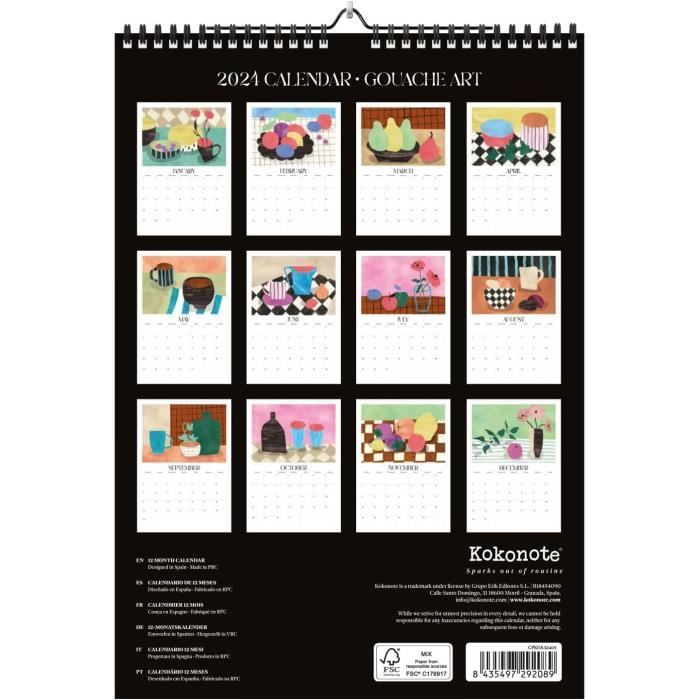 1 calendrier mural 2024, taille XL. Gigatime - Calendrier mural