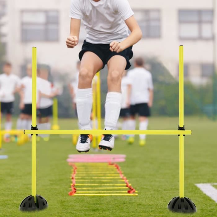 Kit De 15 Barres D'Agilité Et Saut - Avec Pieds En X Et Clips, Entraînement Sportif, Jaune/Vert