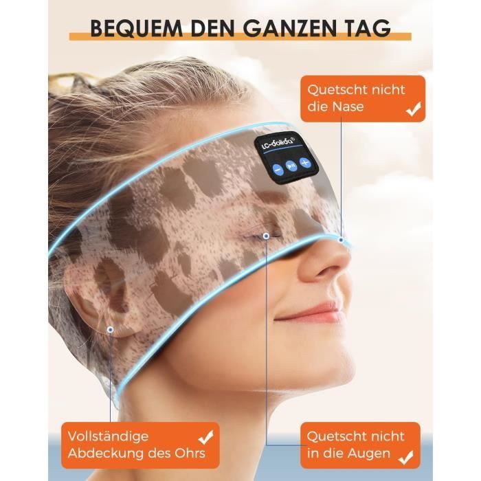 Bandeau Bluetooth LC-dolida Pour Dormir - Écouteurs Intégrés Ultra-Fins Et Confortables