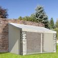 Pergola adossable dim. 4L x 3l x 2,7H m pavillon de jardin toile polyester haute densité moustiquaires crème structure métal époxy-3