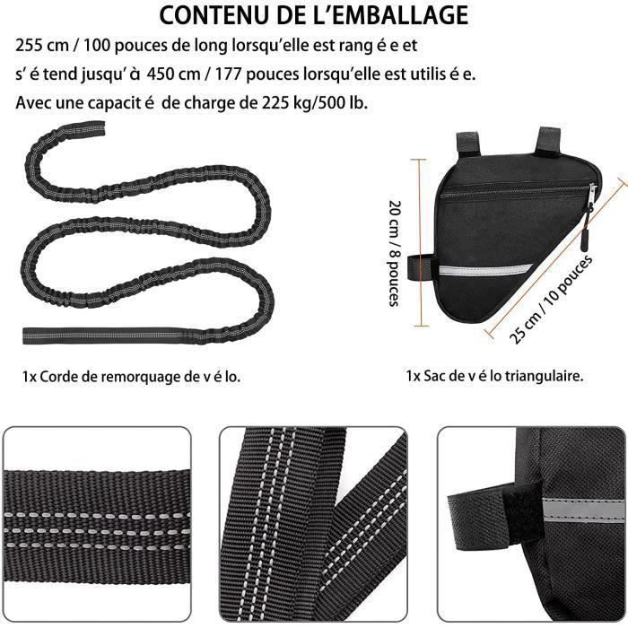 Corde De Remorquage Vélo Enfants 3m - Sangle Élastique Rouge - Charge Max 500 Kg - Pour VTT Et Vélo Enfant