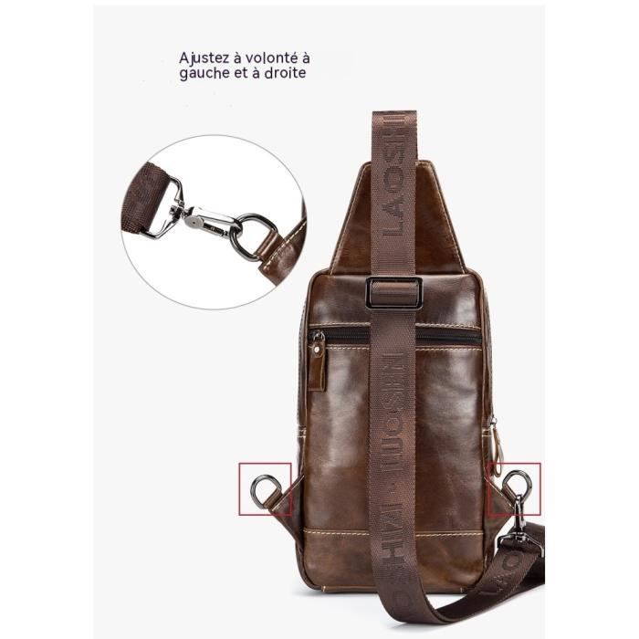 Sac de poitrine multifonctionnel Sacoche Homme Cuir V ritable