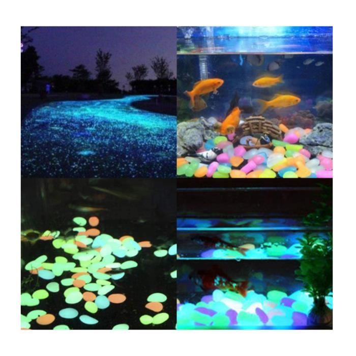 Lot 300 Galets Lumineux Bleus - Galets Phosphorescents Jardin Aquarium Piscine Décoration Extérieur