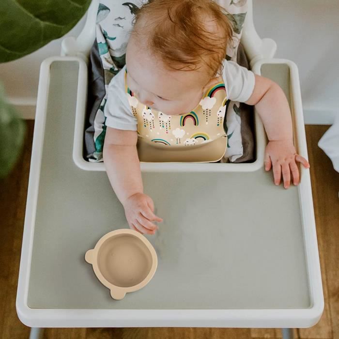 Assiette Bébé Set Repas Silicone, Lot de 3 Antiderapante à Ventouse  Cuillère Bavoir Sans BPA Enfant Set Couverts Vaisselle Beige - Cdiscount  Puériculture & Eveil bébé
