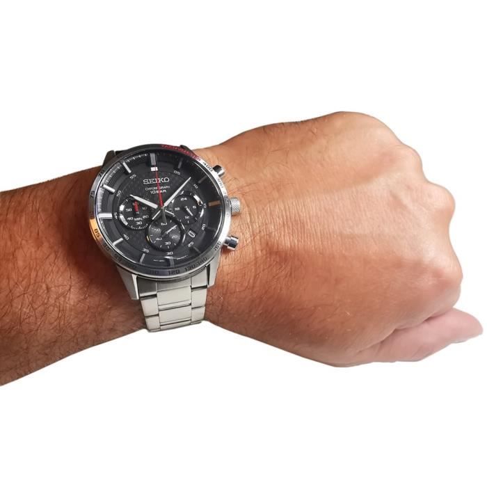 Montre Seiko Neo Sport SSB355P1 homme quartz en acier inoxydable Chrono Tachymeter Achat vente montre Homme Adulte Acier Cdiscount