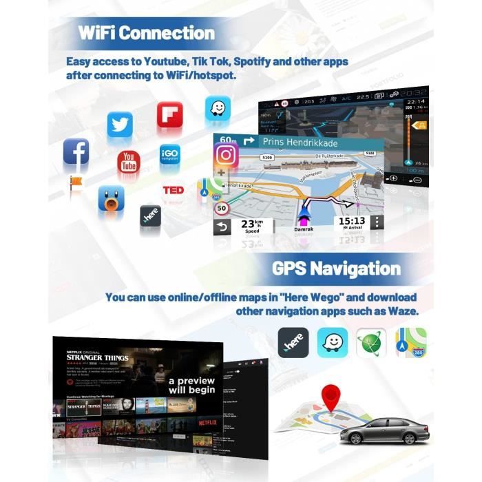Autoradio Android Carplay pour Fiat Punto Linea Touchscreen Autoradio  Hikity 6,2 Pouces avec GPS WiFi BT FM RDS EQ USB SWC + Canbus + Caméra de  Recul