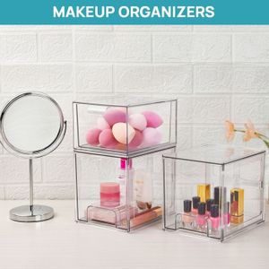 Boîte De Rangement Transparente Pour Cosmétiques | Organisateur Salon De Beauté Cotons Rouge à Lèvres