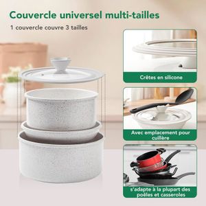 EB-8181 Set De 17 Pièces Casseroles Poêles Edenberg Granit Induction - 4 Casseroles + 2 Poêles + Accessoires