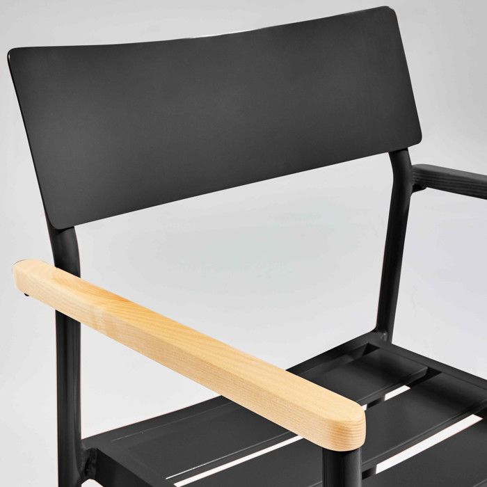 Fauteuil De Jardin Relax Pliant Noir - Structure Acier, Textilène - Inclinable 2 Positions - 12