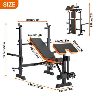 VEVOR Banc De Musculation Multifonction Pliable – 272 Kg Capacité, Inclinable Pour Squat, Tractions, Abdos, Parfait Home Gym