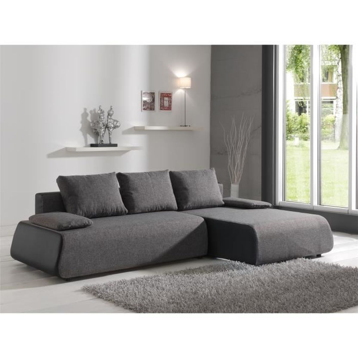 Canapé Dangle Convertible En Tissu Gris Design Confortable