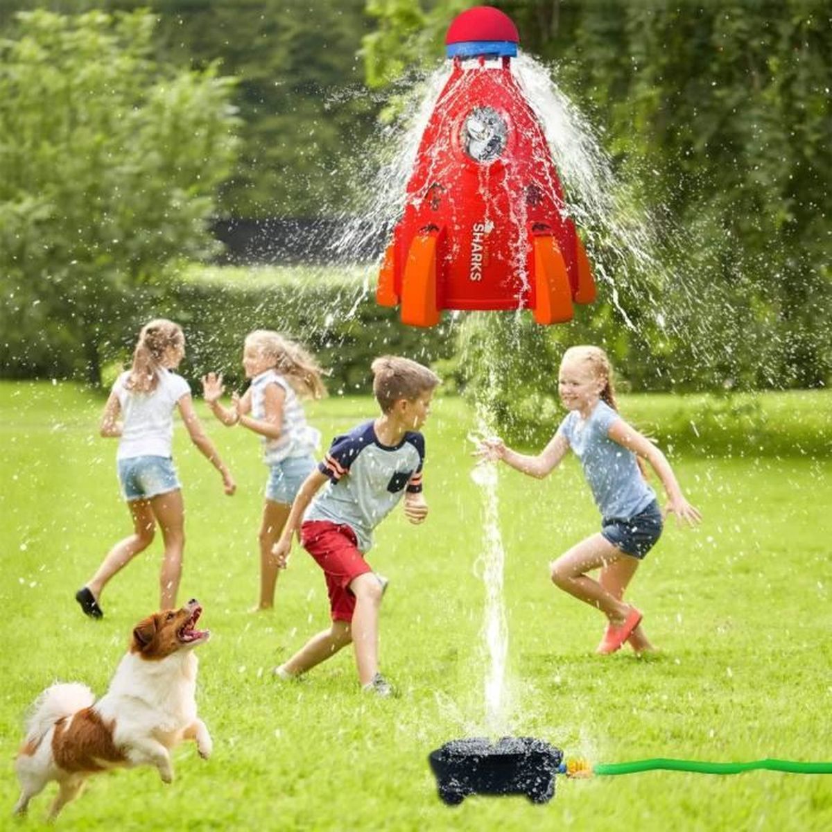 Jouet Arroseur Fusée – Rotation 360° – Projection D’eau Jusqu’à 1,5 M – Jeu D’été Pour Enfants