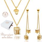 2SPLENDID® Parure femme en Cristaux Autrichiens. Boucles d'oreilles et Collier baignés dans l'OR 18K. Marque 2SPLENDID®. Boite