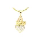 BIJOUTERIE PAPILLON BLEU Collier - Femme/Enfant - Chaîne et Pendentif - Ange - Coeur - Cristal - Blanc - Plaqué Or Jaune 750/1000 - Bijou de Créateur