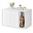 SONGMICS HOME Maisons de toilette pour chats, Assemblage Ultra-rapide sans Outils Toolless, Porte à Ouverture par Pression, Blanc Neige