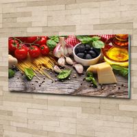 Tulup 125x50cm Tableau sur verre acrylique- Nourriture boissons - Cuisine Italienne - Multicolore