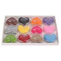 KIMISS tampon encreur pour enfants Tampon de tampon de 12 couleurs coloré petit amour couleur bonbon lavable tampon encreur tampon