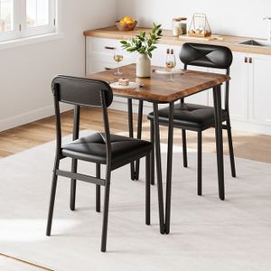 FURNITABLE Table De Salle à Manger Avec 2 Chaises - Bois Massif, Blanc 75x75cm, Moderne Et Compacte
