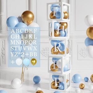 4 Cubes à Ballons Transparents - 30 Cm - Déco Fête Modulable