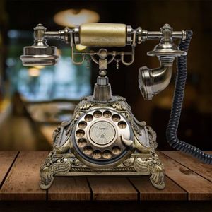 TÉLÉPHONE JOUET Téléphone de bureau antique rétro nostalgique téléphone fixe Bureau maison téléphone doré Vintage