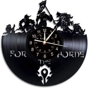HORLOGE - PENDULE Smotly Horloge Murale En Vinyle, Grande Horloge Avec World Of Warcraft Décoration Murale Thème, Cadeau Décoration De La Maiso[J4275]