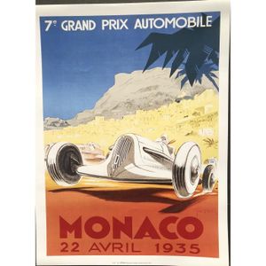 Monaco Grand Prix 1948 Vintage Poster Print Retro Style Car Racing Decor Art