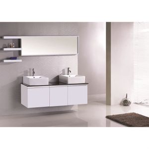 Meuble Double Vasque B083 Blanc Achat Vente Meuble Vasque