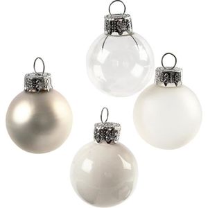 Boules De Noël En Verre Transparent Mat Nacré Et Blanc