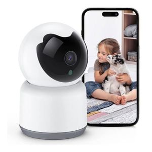 ÉCRAN VIDÉOSURVEILLANCE Caméra Surveillance - 360° - sans Fil 3MP - Bébé/Animal/Maison - Connectée Smartphone - Accès à Distance