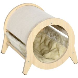 Tente tipi pour chat, 50 x 50 x 80 cm, tente en feutre pour chat jusqu'à 12  kg, lit pour chat avec coussin réversible, cadre en bois, lit apaisant