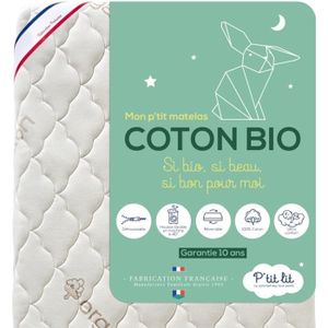 MATELAS BÉBÉ Matelas Bébé Coton Bio - P'Tit Lit - 70x140 cm - Naturel et Hygiénique